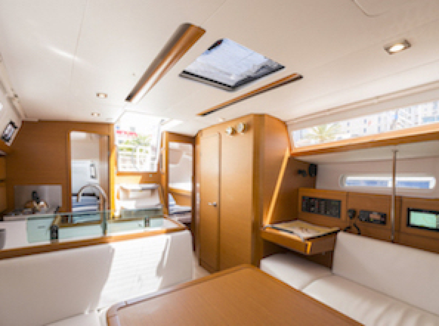 Interior of one of the RYA Sailing course boat saloon picture Allabroad