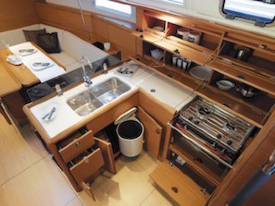 Galley of one of the RYA sailing course training vessel
